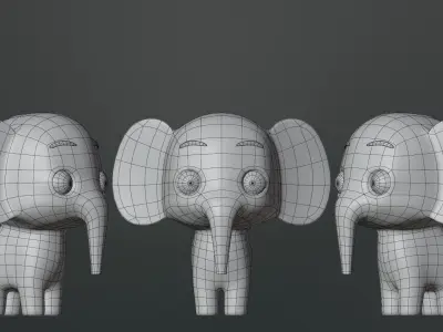 Cartoon Baby Elephant Character Low-poly 3D model