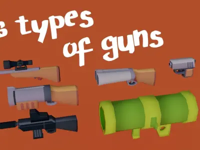 Toony Series - Tiny Guns - stylized weapon pack - 20 assets Low-poly 3D model
