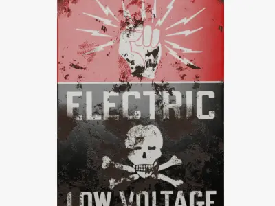Vintage electric danger sign 3D model