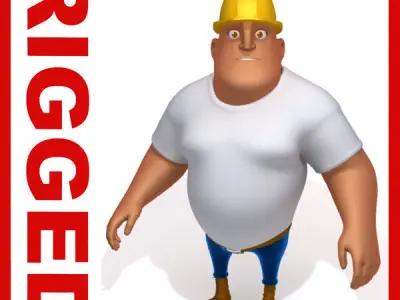 Worker Cartoon Rigged  3D model
