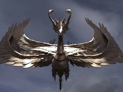 Stylized Phoenix Bird statue 1 3D model