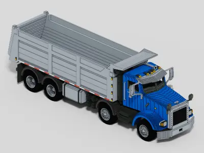 Voxel Dumper Truck With Animation Low-poly 3D model