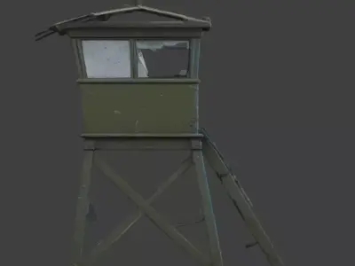 Battle Scarred Frontier Observation Tower 3D Model Low-poly 3D model