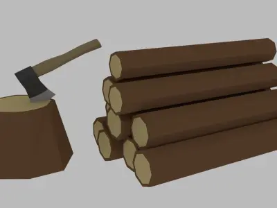  Stylized Cutting Axe  Low-poly 3D model