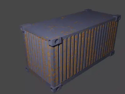 container metal box with rust Low-poly 3D model