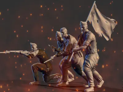  9 World War Two 3D figures printing 3D print model