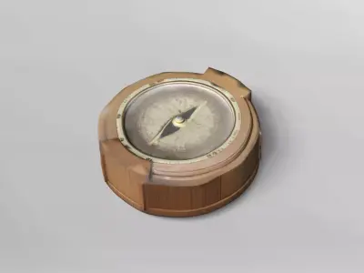 Vintage Wooden Compass 3D Model 3D model
