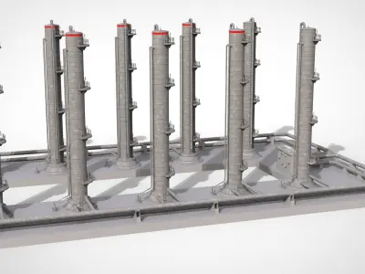Industrial towers 3D model