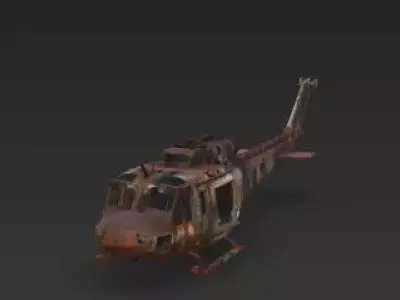Decayed Rusted Huey Wreckage 3D Model Low-poly 3D model
