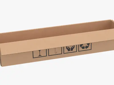 Cardboard Box 50x10x10 Open 3D model
