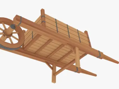 Medieval Wheel Barrow Low-poly 3D model
