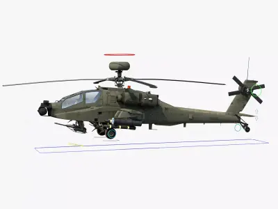 AH64E Apache Longbow Helicopter Green Rigged Low-poly 3D model