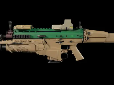 FN SCAR-H 3D Model With Equipments 3D model