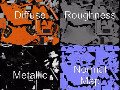 Orange Submarine model pack Low-poly 3D model