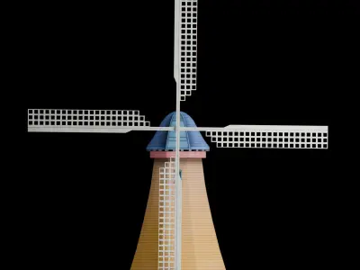 Windmill 3 Color Low Poly Game Ready Model Low-poly 3D model
