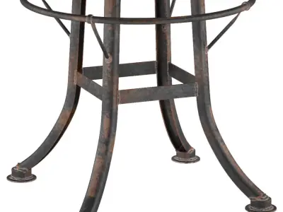 Oleg Industrial loft Iron Base Reclaimed Wood Bar Counter Stool 3D model
