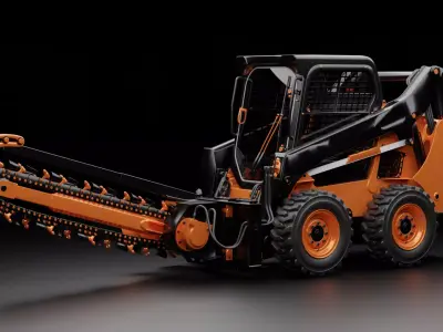 Compact Wheel Loader with Trencher 3D model