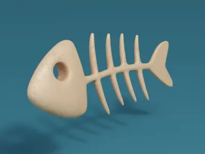 Cartoon Fish bones  Low-poly 3D model