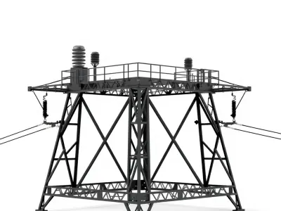 Energy Transmission Tower Lattice Structure model pack Low-poly 3D model