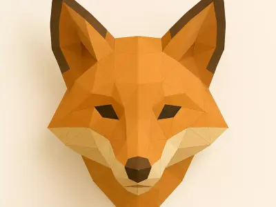 Head Fox Lowpoly Origami Decoration Low-poly 3D model
