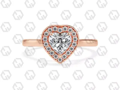 Ring 184 Heart Shape Cathedral Halo with Gems 3D print model