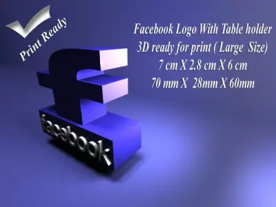 Facebook with holder - 3D print ready - Large size 3D print model