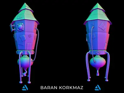 Rickety Rocket Low-poly 3D model