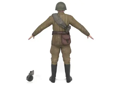 Soviet soldier 3 Low-poly 3D model