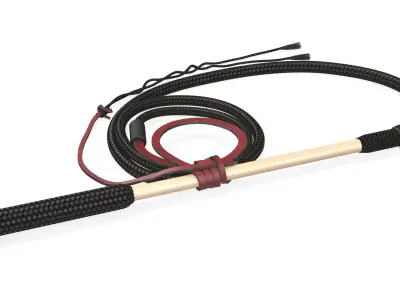 Historical Leather Whip Braided Black 3D model