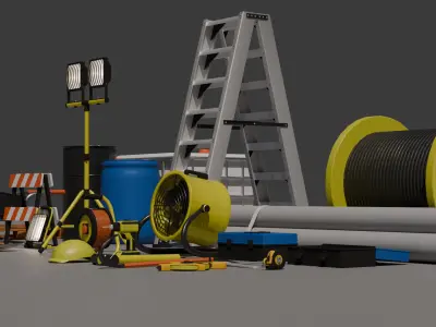 Construction Props Pack - 31 Stylized Game-Ready Assets Low Poly Low-poly 3D model