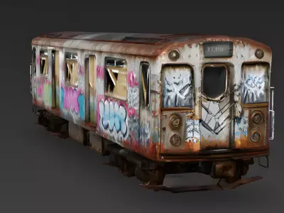 Graffiti Ghost Ruined Subway Car 3D Model Low-poly 3D model