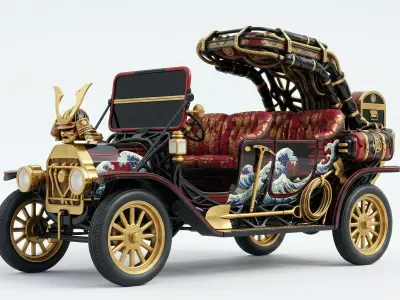 Japanese Samurai Brass Era Car 3D Model Low-poly 3D model