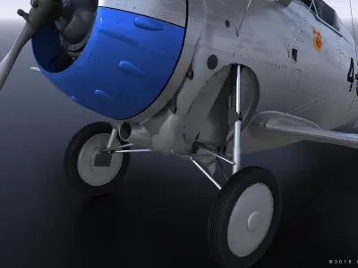 F2F-1 US Marines 1937 Low-poly 3D model
