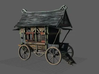 Fancy Medieval Caravan Low-poly 3D model