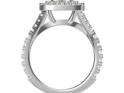 Emerald Solitaire Ring With Hidden Halo 3D print model get