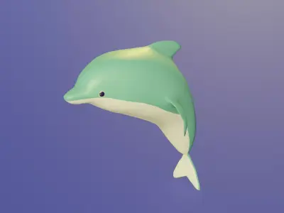Low Poly Cartoon Dolphin Low-poly 3D model