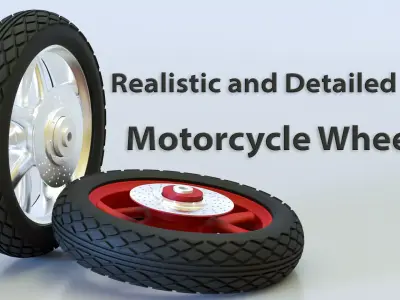 realistic and detailed motorcycle wheel 3D model
