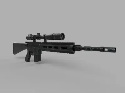 Assault rifle Low-poly 3D model 2