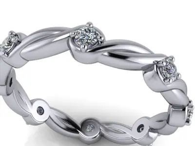 Diamond Eternity Beads wedding band Classic Antique Ring 3D print model