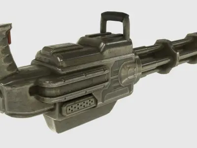 Low Poly Minigun With PBR Materials Low-poly 3D model