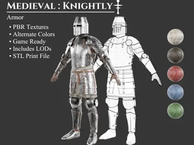 Medieval Collection Knightly Man at Arms 3D Model Pack