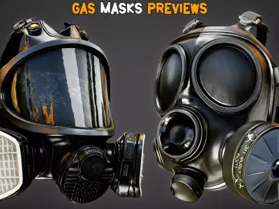 30 Game-Ready Military Gas Masks PBR Texture - Vol 10 Low-poly 3D model