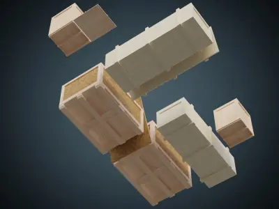 Wooden Crates 1 Basic Low-poly 3D model