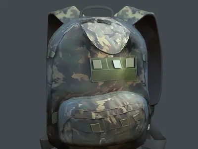 Backpack Camping Generic military human bag storqge baggage Low-poly 3D model 5