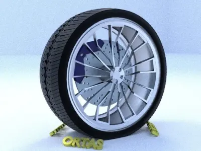 ORTAS CAR RIM 2 GAME READY RIM TIRE AND DISC 3D model