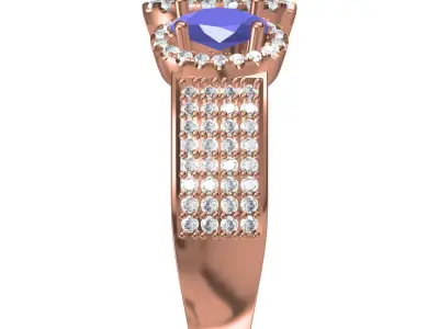 Triple Oval Shape Halo Vintage Ring 3D print model