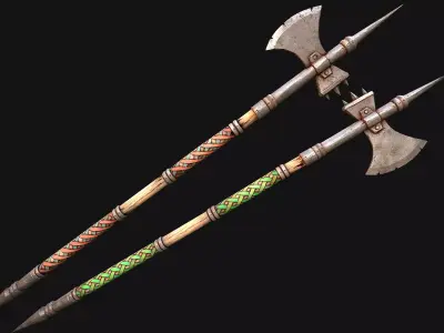 Medieval Weapons Halberd Polearm Axe Weaponry Weapon Low-poly 3D model