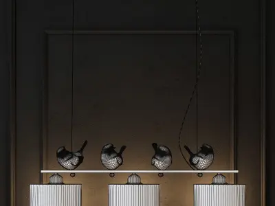 Hanging lamp provence bird pendant line 3 3D model