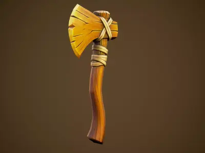Wooden axe - Game Ready Weapon Free low-poly 3D model