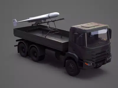 Military Transport Truck with Drone Launcher Geran-2 White 3D model